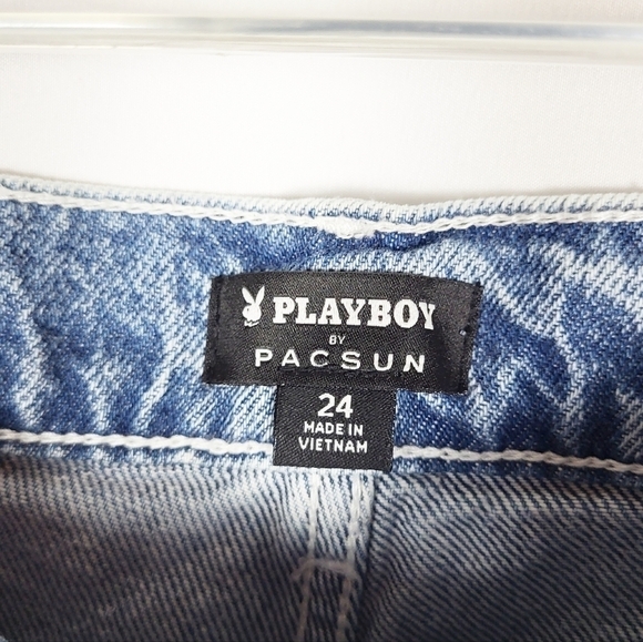 PLAYBOY By PacSun Eco Super Distressed High Waisted Baggy Jeans NWT - Picture 5 of 8